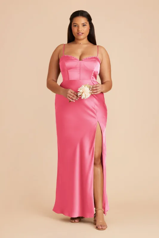 Jessica Matte Satin Dress - Bon Bon Pink sold by Birdy Grey