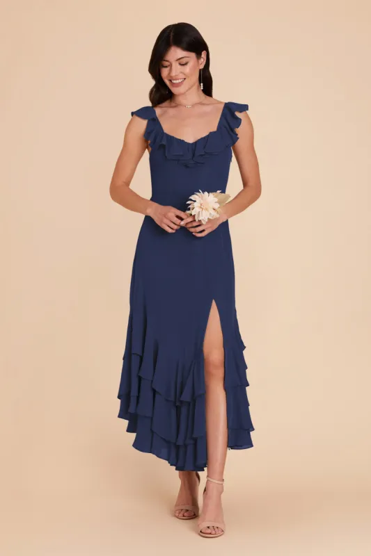 Ginny Chiffon Dress - Slate Blue sold by Birdy Grey
