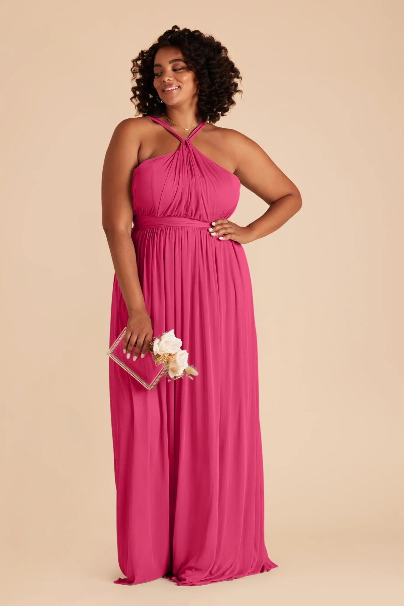 Kiko Chiffon Dress - Fuchsia sold by Birdy Grey