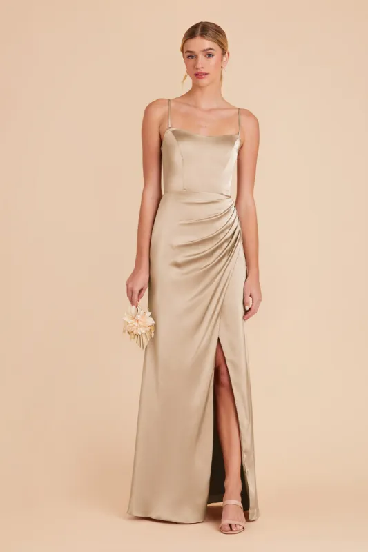 Anne Matte Satin Dress - Gold sold by Birdy Grey