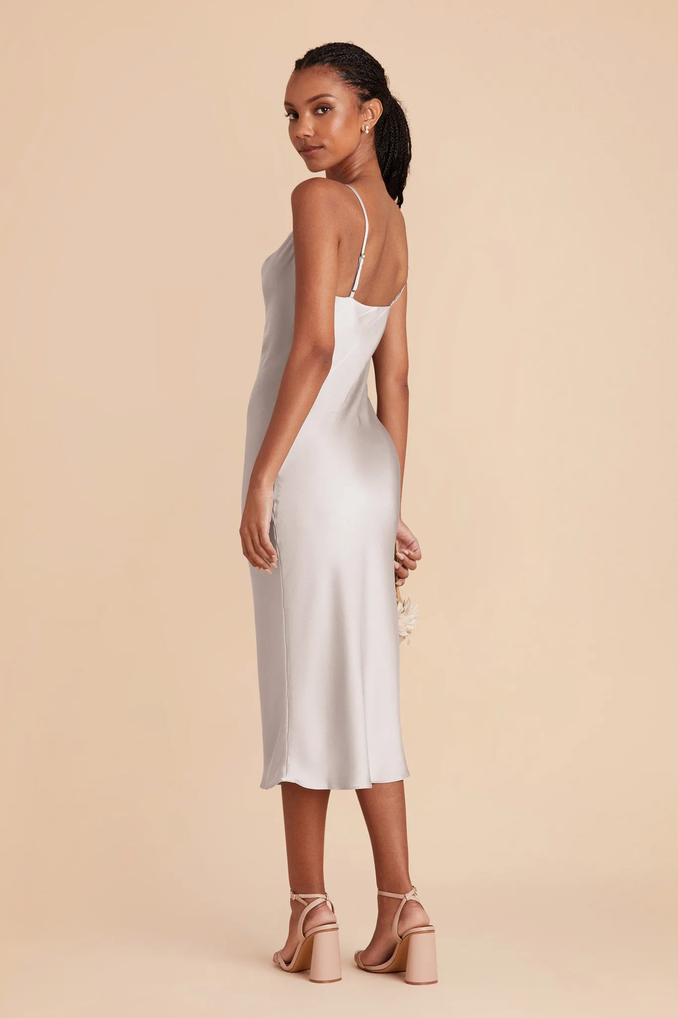 Lisa Matte Satin Midi Dress - Platinum sold by Birdy Grey product image thumbnail 4