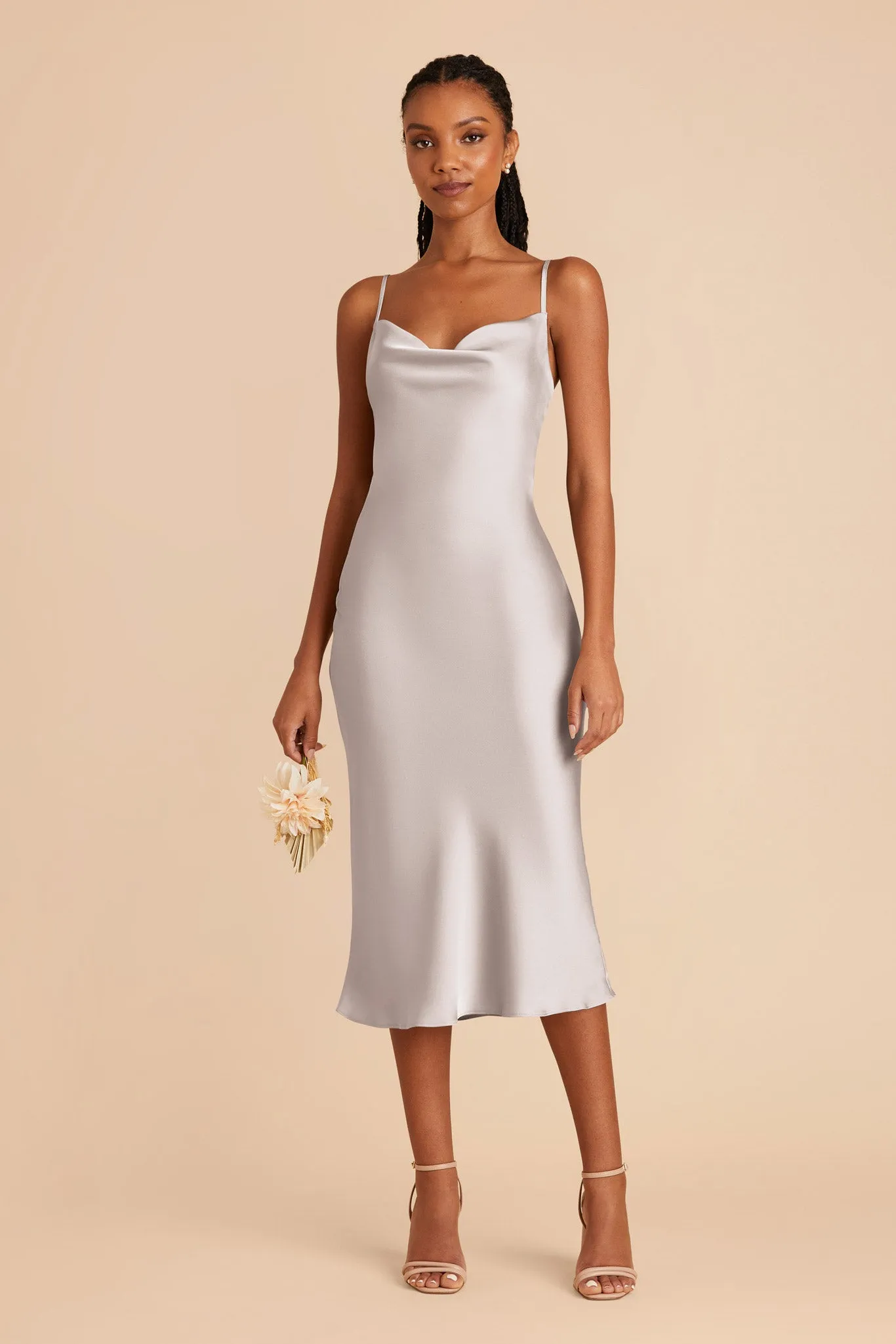 Lisa Matte Satin Midi Dress - Platinum sold by Birdy Grey product image thumbnail 3
