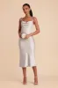 Lisa Matte Satin Midi Dress - Platinum sold by Birdy Grey