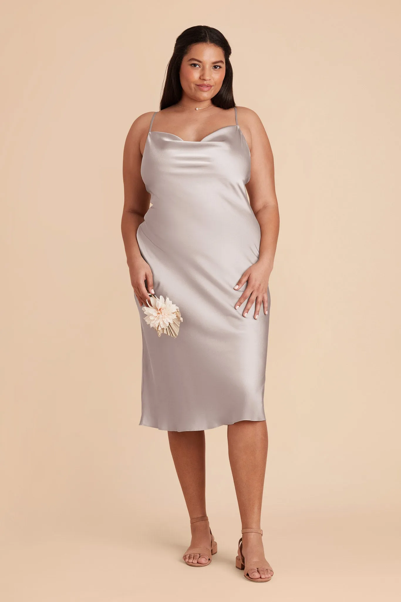 Lisa Matte Satin Midi Dress - Platinum sold by Birdy Grey product image thumbnail 2