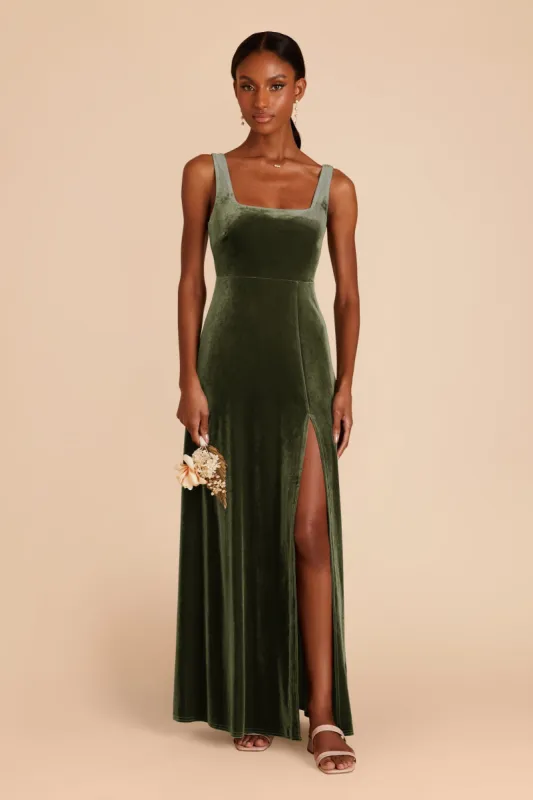 Alex Velvet Dress - Olive sold by Birdy Grey