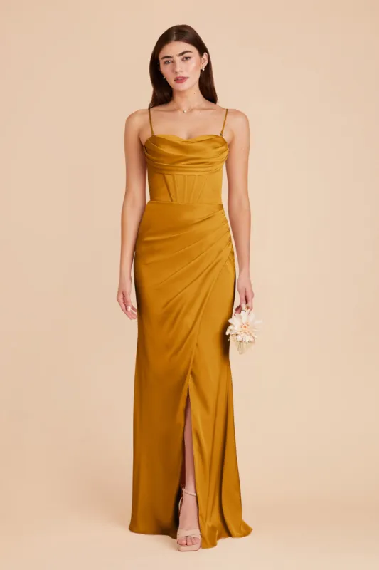 Carrie Matte Satin Dress - Butterscotch sold by Birdy Grey