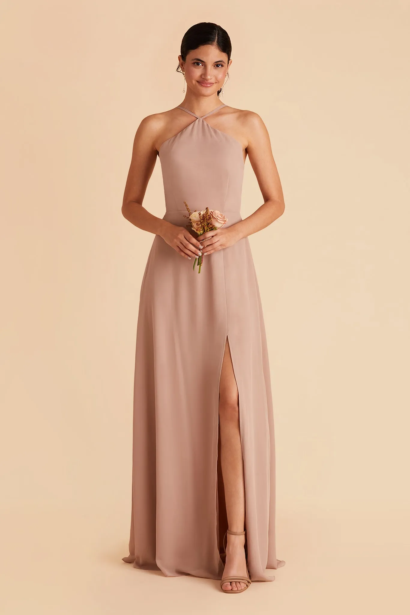 Juliet Chiffon Dress - Taupe sold by Birdy Grey