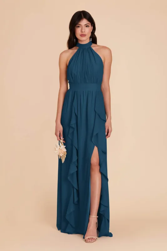 Joyce Chiffon Dress - Ocean Blue sold by Birdy Grey