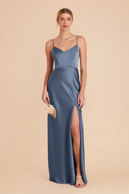 Jay Matte Satin Dress - French Blue sold by Birdy Grey