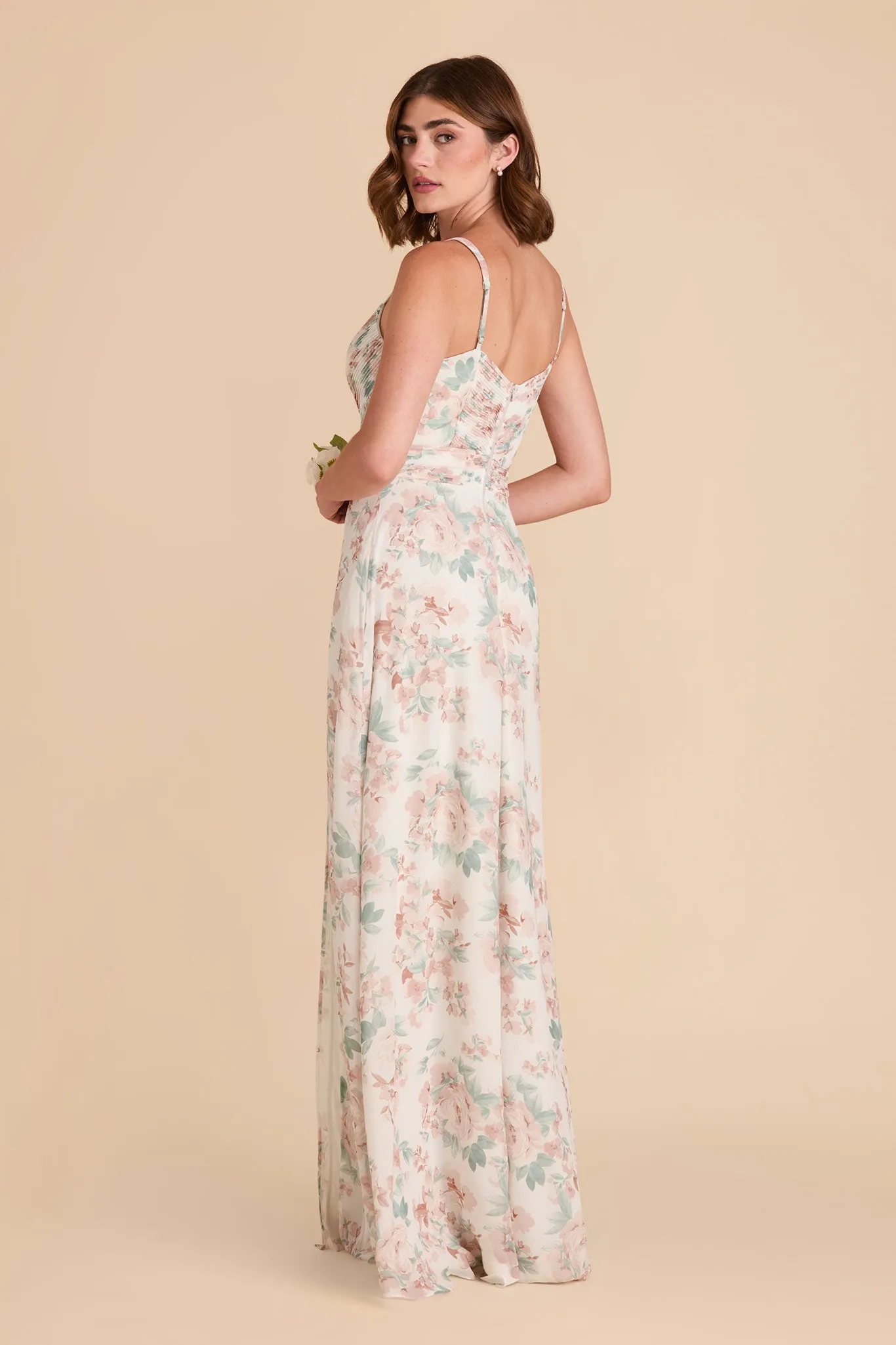 Deborah Chiffon Dress - Dusty Apricot Peonies sold by Birdy Grey product image thumbnail 3