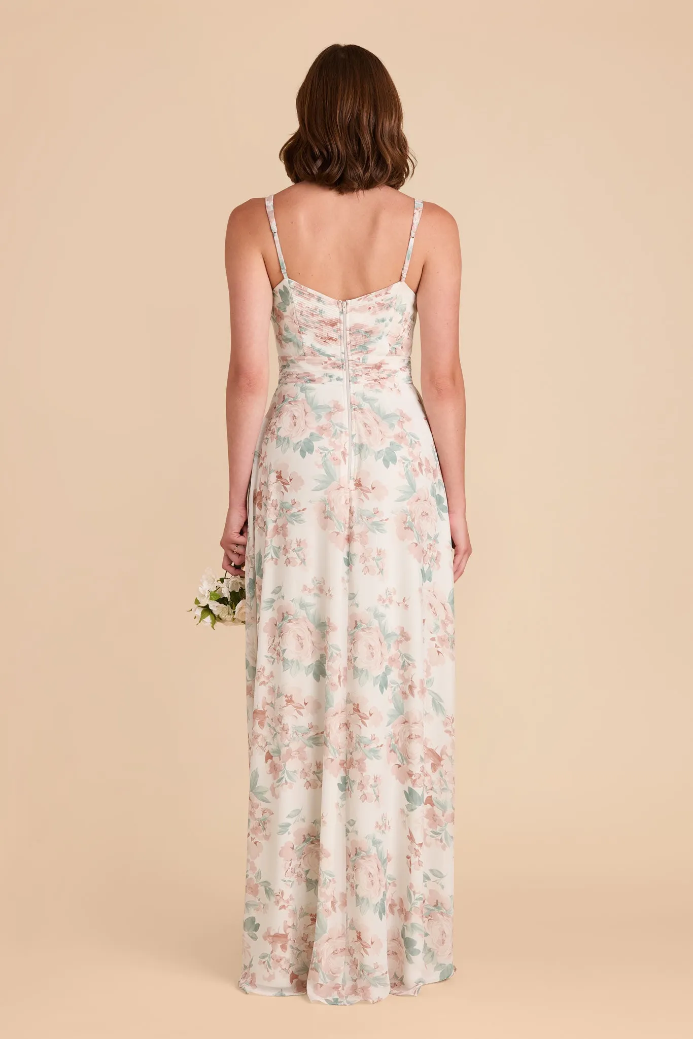 Deborah Chiffon Dress - Dusty Apricot Peonies sold by Birdy Grey product image thumbnail 4
