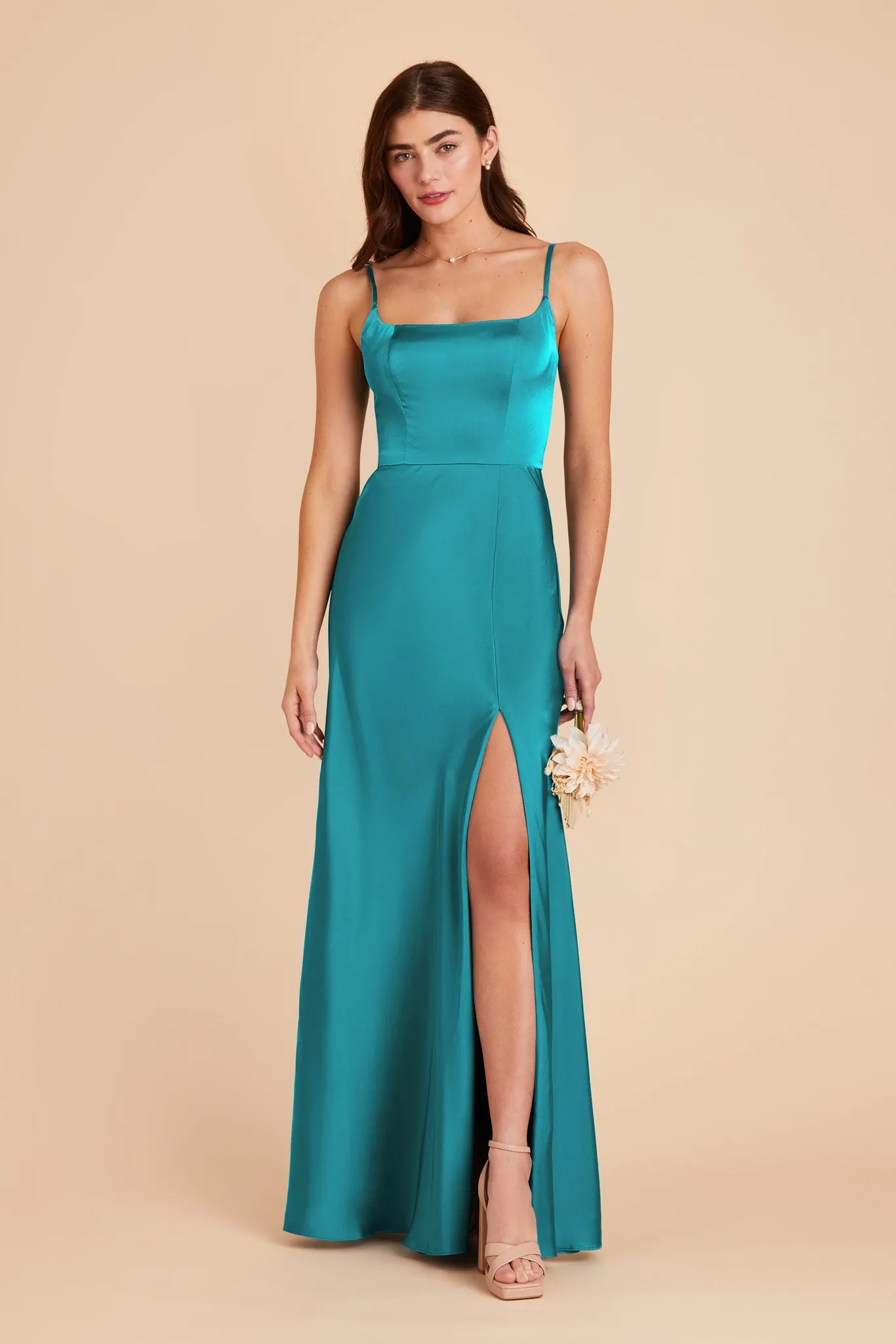 Mai Matte Satin Dress - Teal sold by Birdy Grey