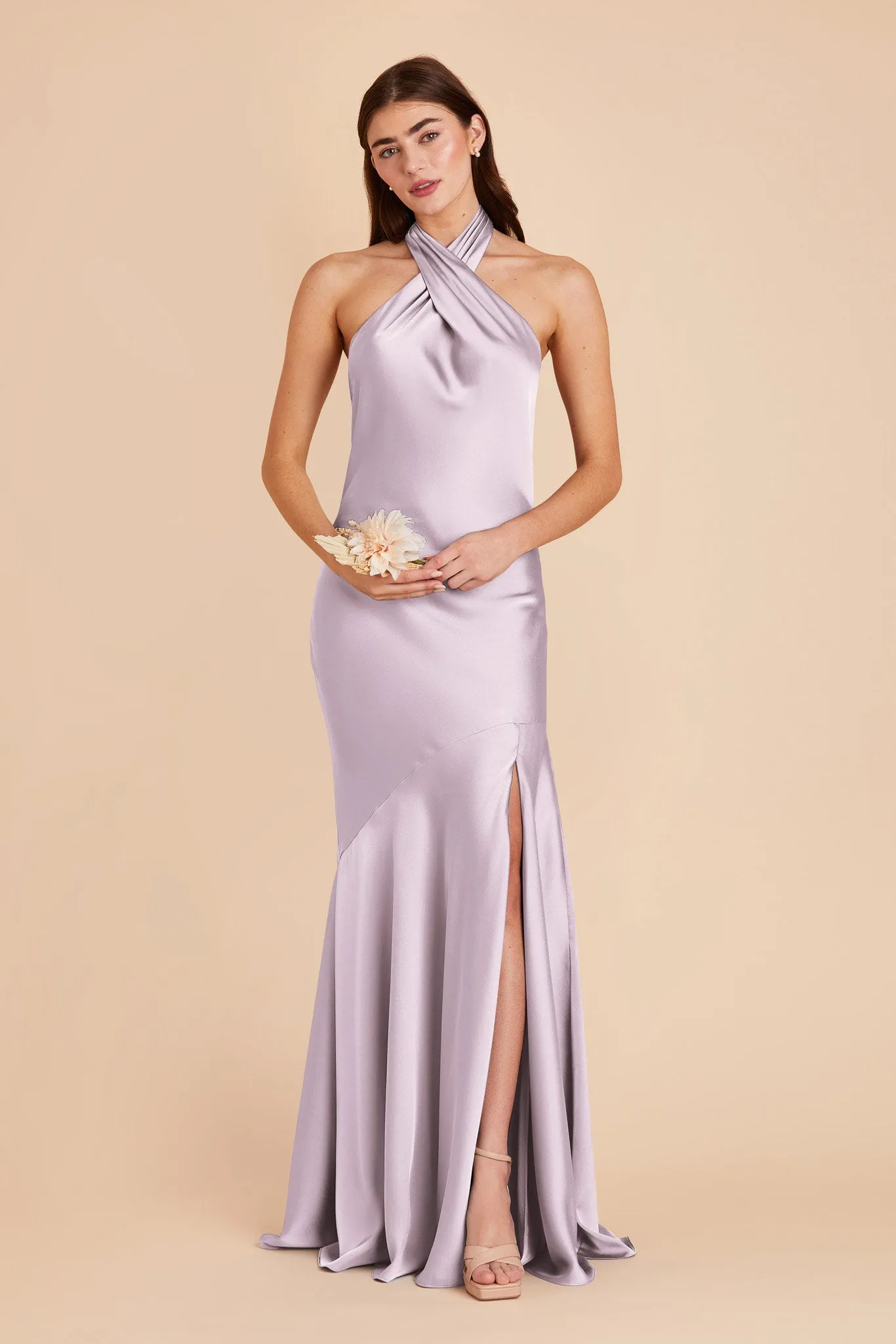 Stephanie Matte Satin Dress - Dusty Lilac sold by Birdy Grey