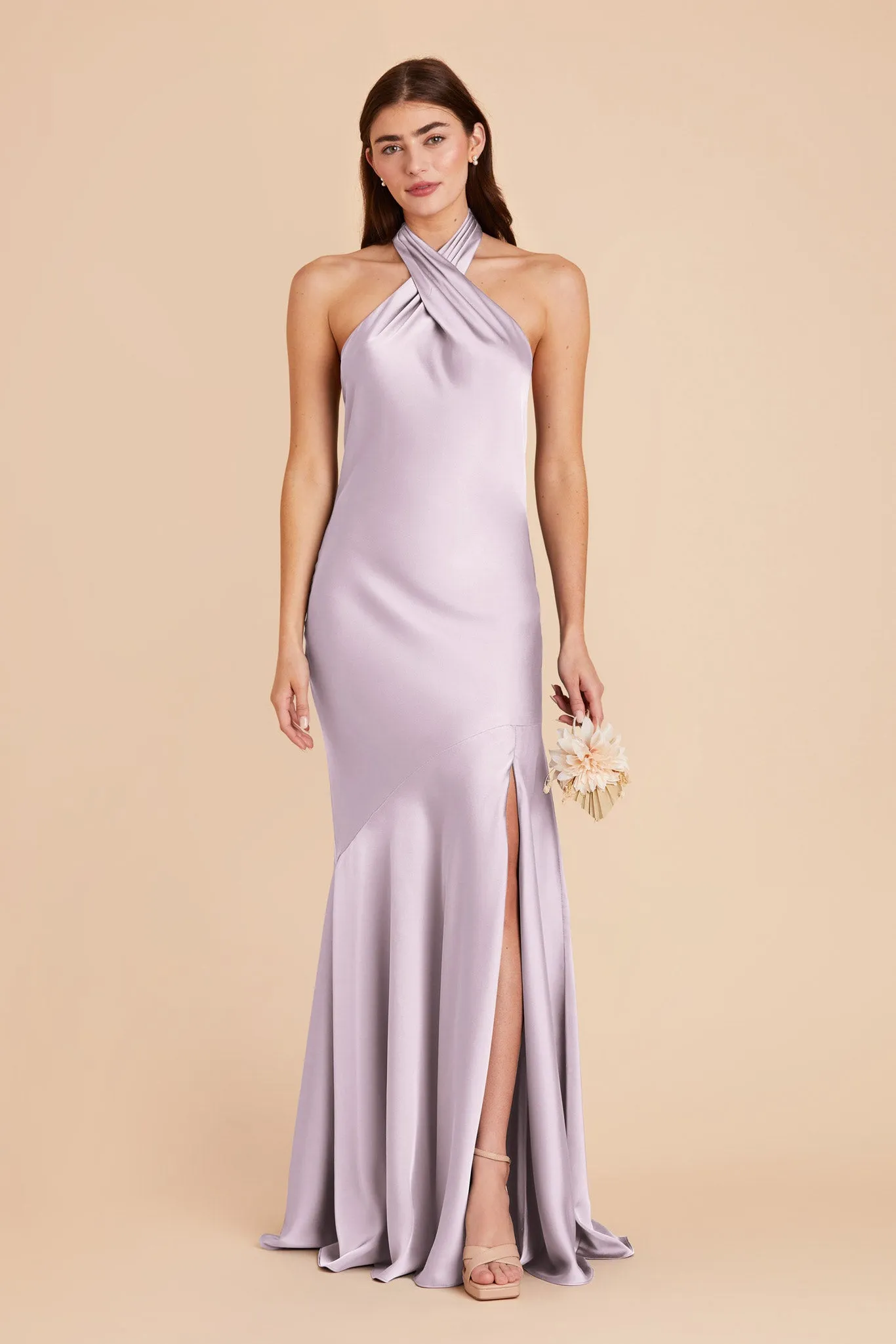 Stephanie Matte Satin Dress - Dusty Lilac sold by Birdy Grey product image thumbnail 3