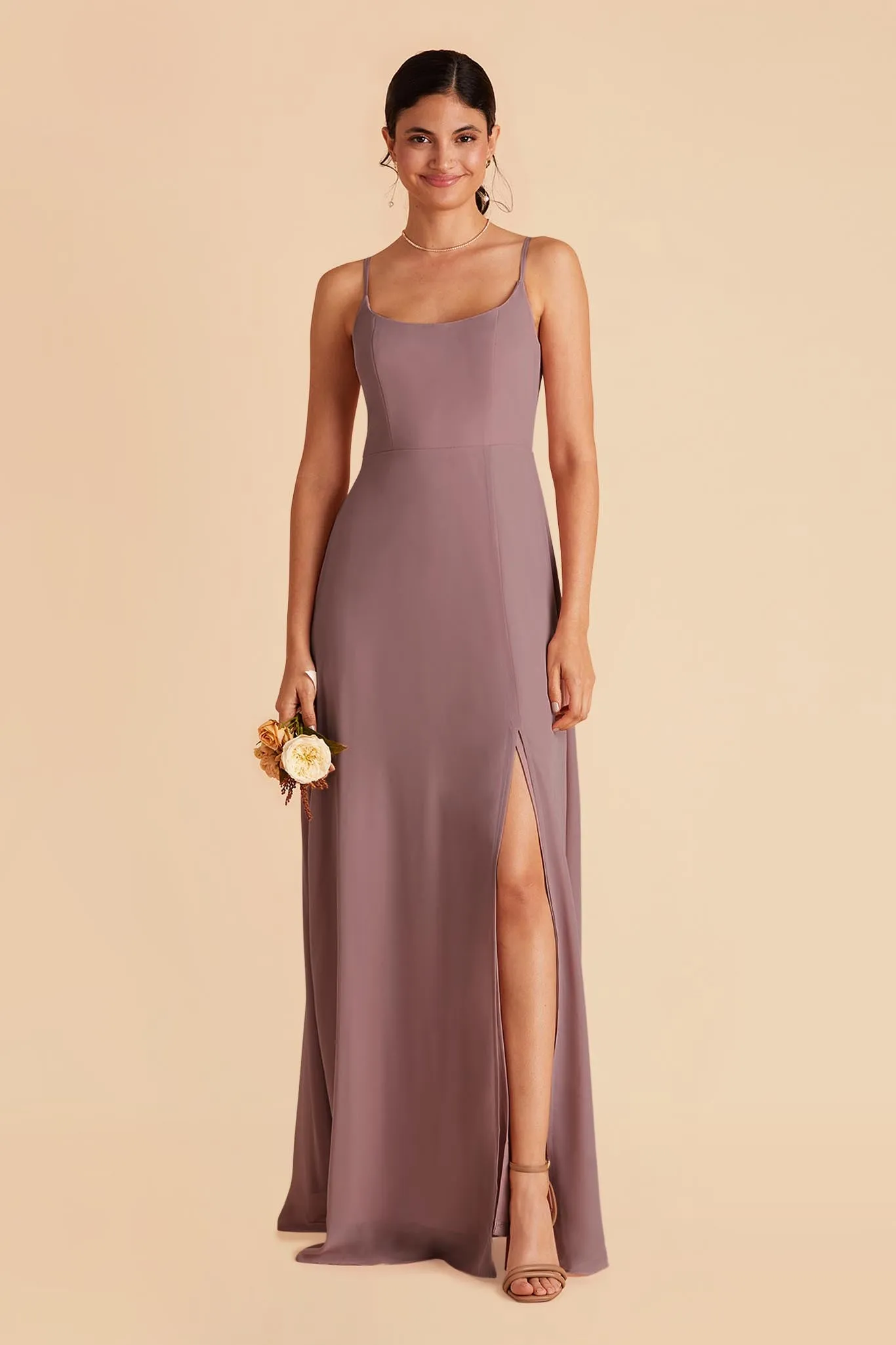 Amy Chiffon Dress - Dark Mauve sold by Birdy Grey