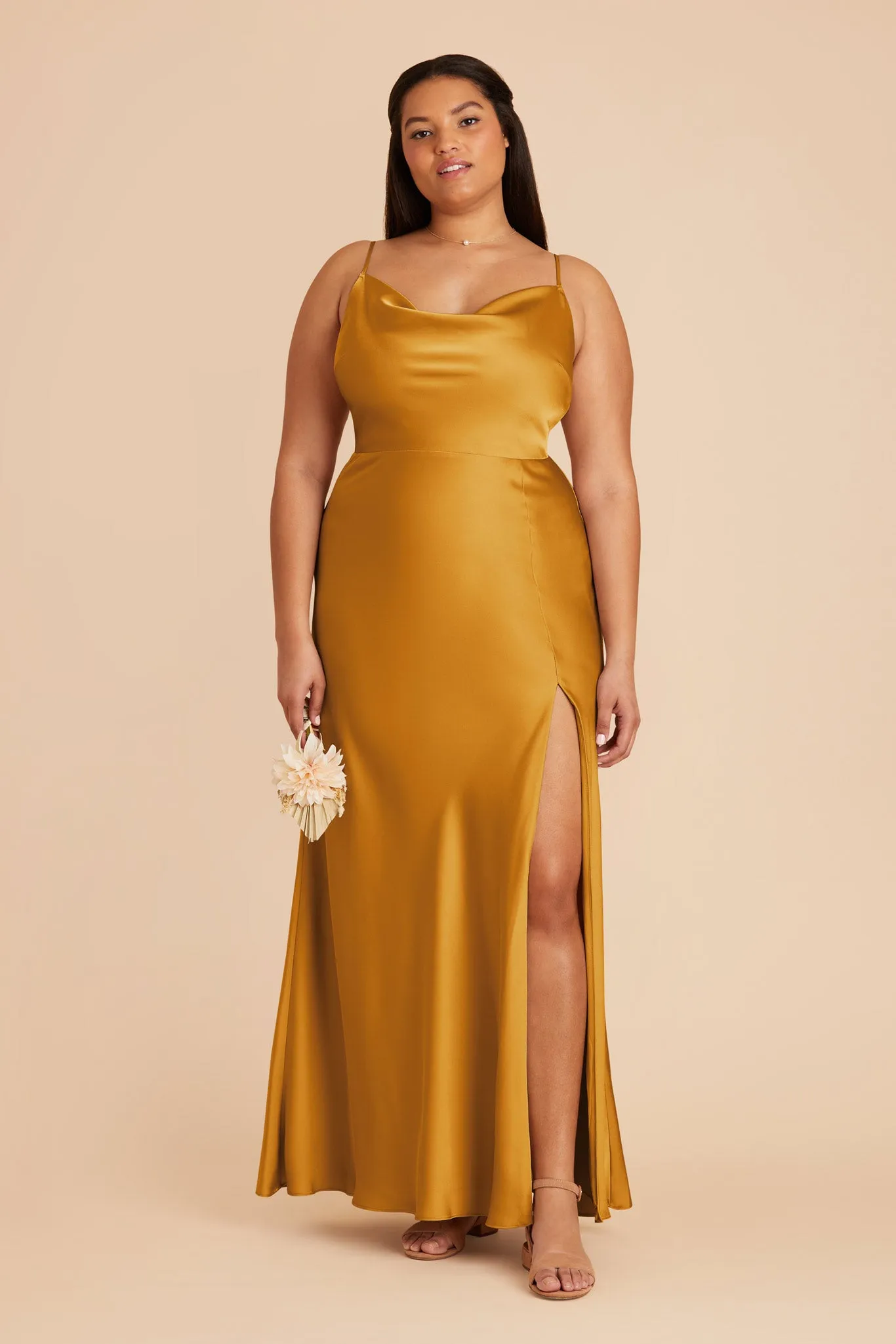 Lisa Long Matte Satin Dress - Butterscotch sold by Birdy Grey product image thumbnail 2