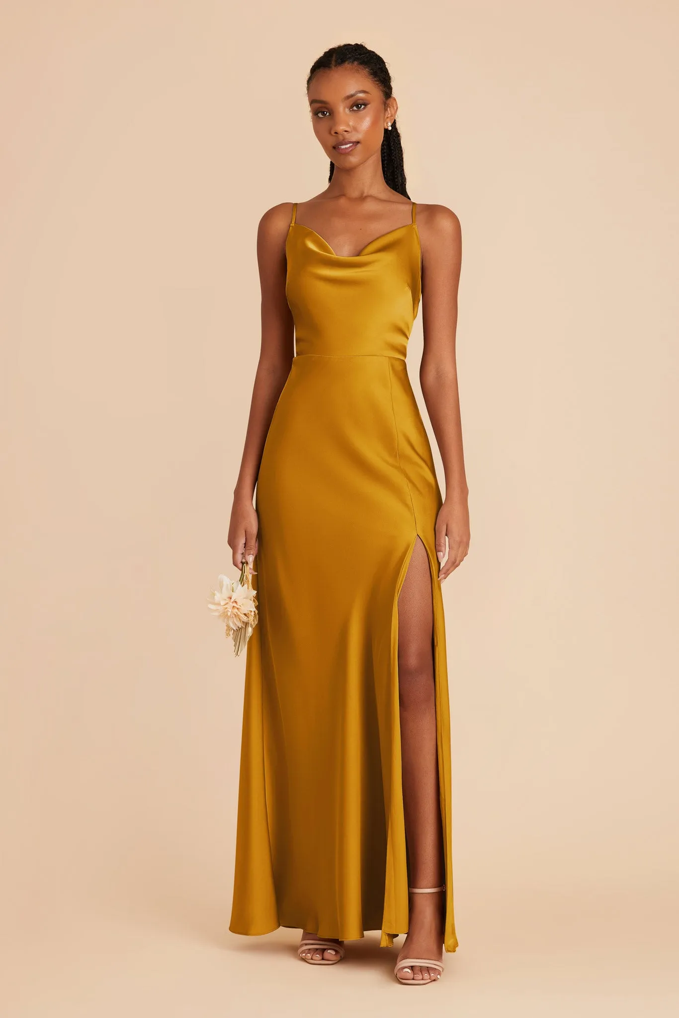 Lisa Long Matte Satin Dress - Butterscotch sold by Birdy Grey product image thumbnail 3