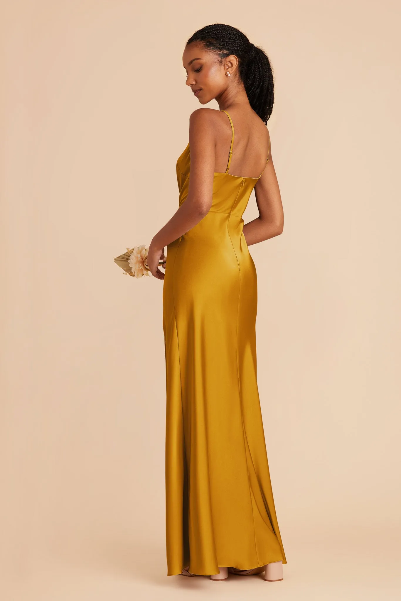 Lisa Long Matte Satin Dress - Butterscotch sold by Birdy Grey product image thumbnail 4