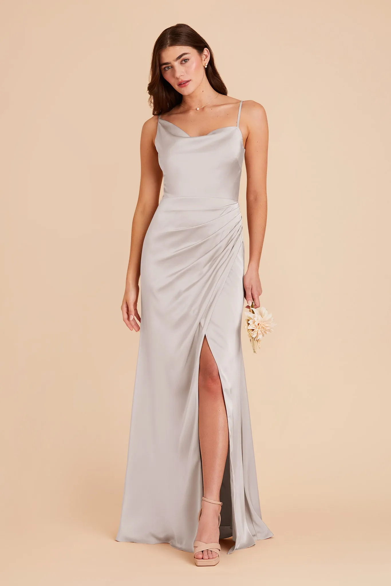 Jennifer Matte Satin Dress - Platinum sold by Birdy Grey product image thumbnail 3