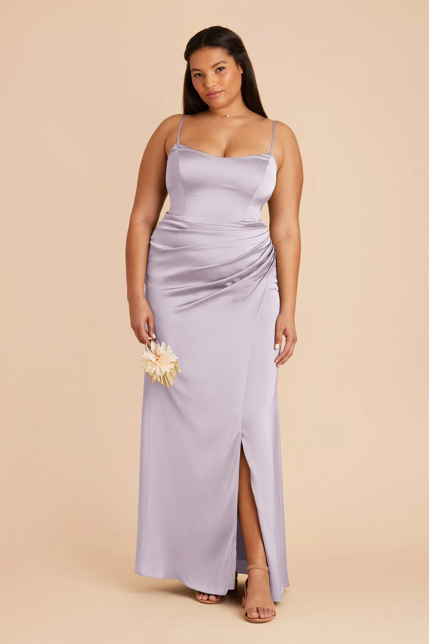 Anne Matte Satin Dress - Dusty Lilac sold by Birdy Grey product image thumbnail 2