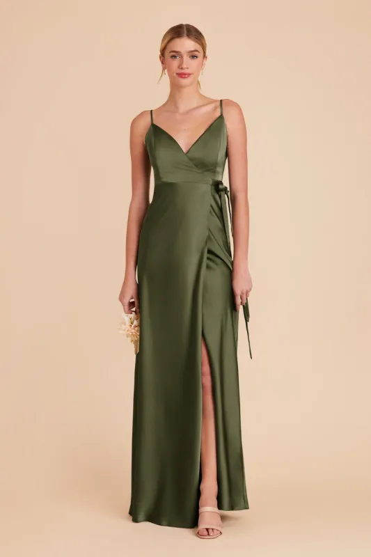 Cindy Matte Satin Dress - Olive sold by Birdy Grey