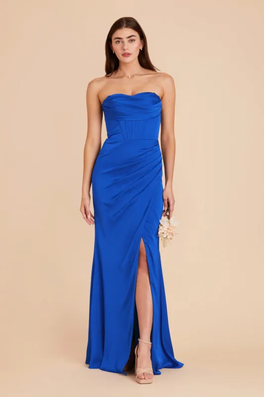 Carrie Matte Satin Dress - Cobalt Blue sold by Birdy Grey