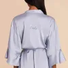 Kenny Ruffle Satin Robe - Dusty Blue sold by Birdy Grey