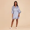 Kenny Ruffle Satin Robe - Dusty Blue sold by Birdy Grey