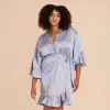 Kenny Ruffle Satin Robe - Dusty Blue sold by Birdy Grey