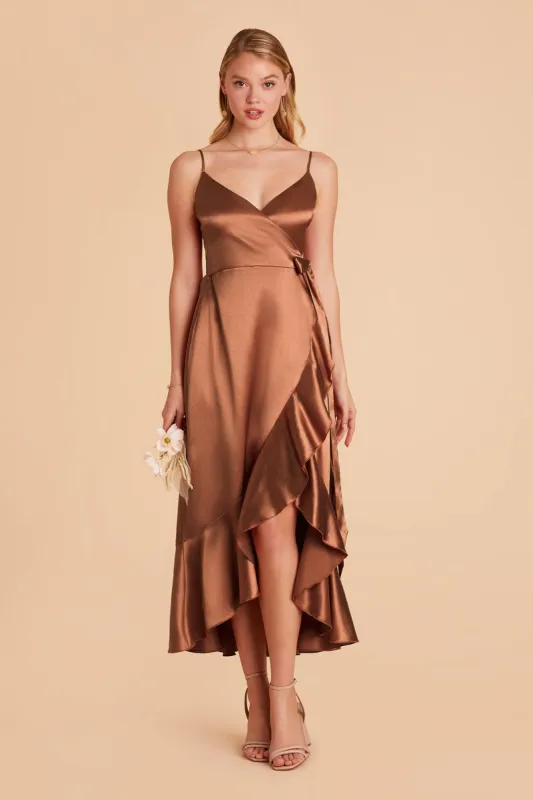 YC Shiny Satin Midi Dress - Rust sold by Birdy Grey
