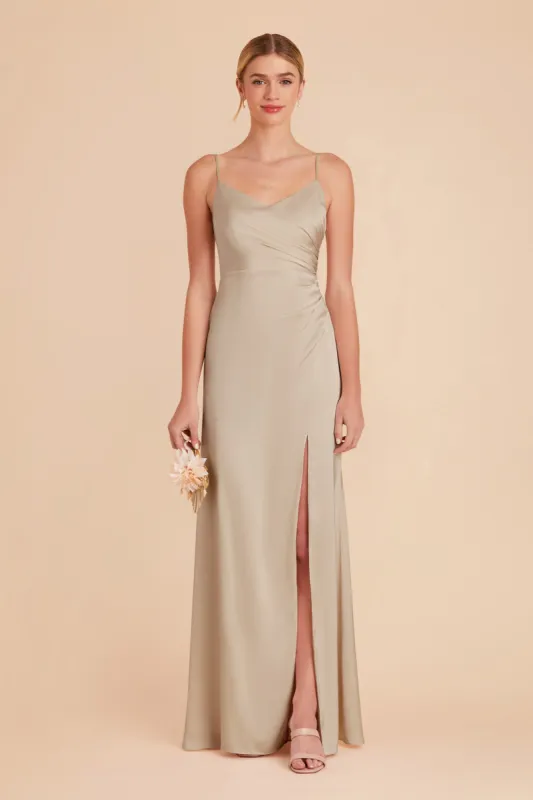 Catherine Matte Satin Dress - Neutral Champagne sold by Birdy Grey