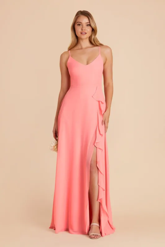 Theresa Chiffon Dress - Coral Pink sold by Birdy Grey