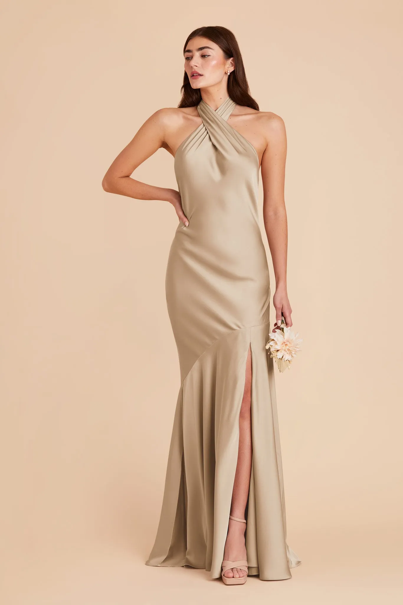 Stephanie Matte Satin Dress - Neutral Champagne sold by Birdy Grey product image thumbnail 3