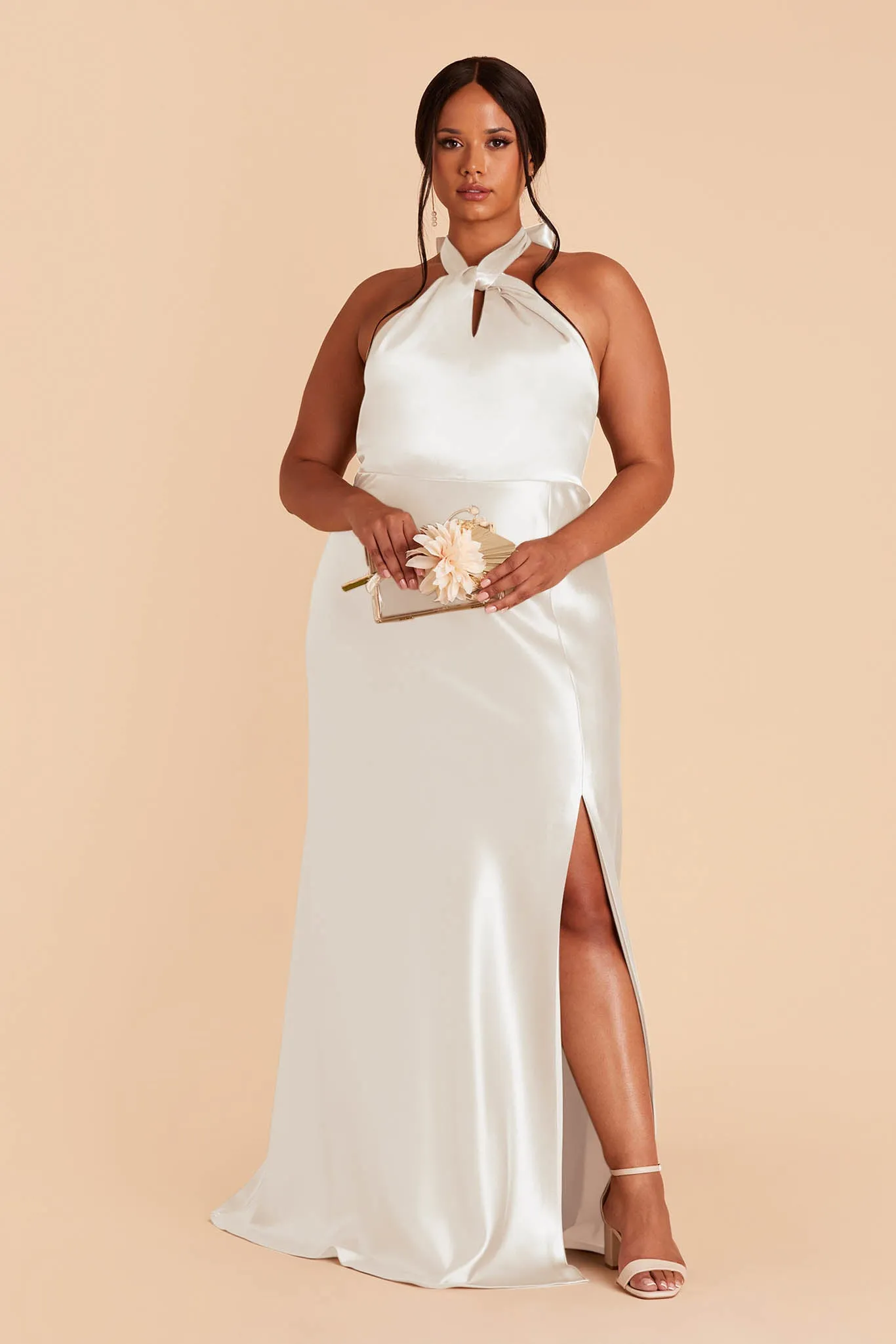 Monica Shiny Satin Dress - White sold by Birdy Grey product image thumbnail 3