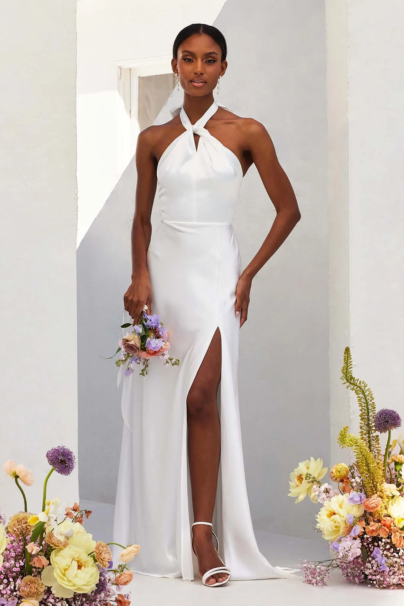 Monica Shiny Satin Dress - White sold by Birdy Grey product image thumbnail 2