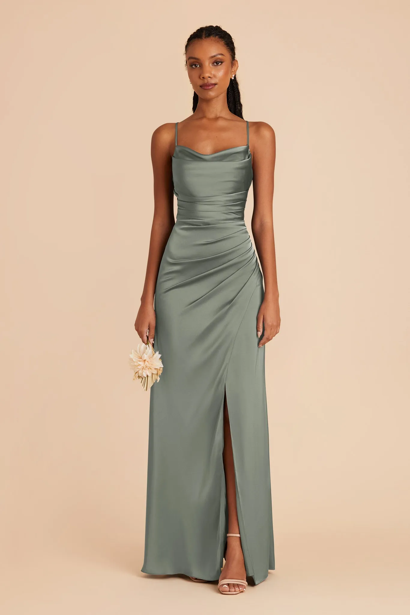 Lydia Matte Satin Dress - Sea Glass sold by Birdy Grey product image thumbnail 3
