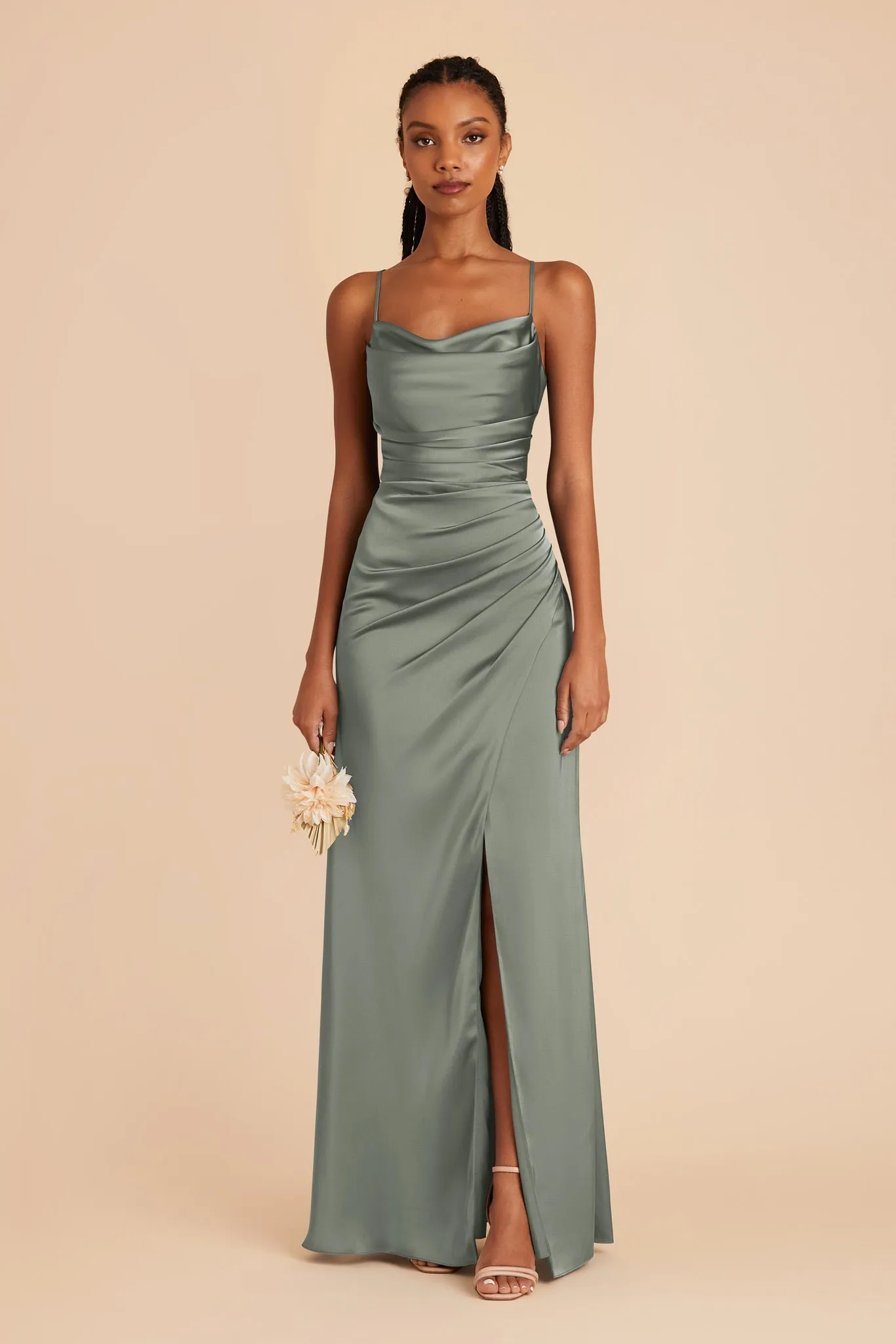 Lydia Matte Satin Dress - Sea Glass sold by Birdy Grey