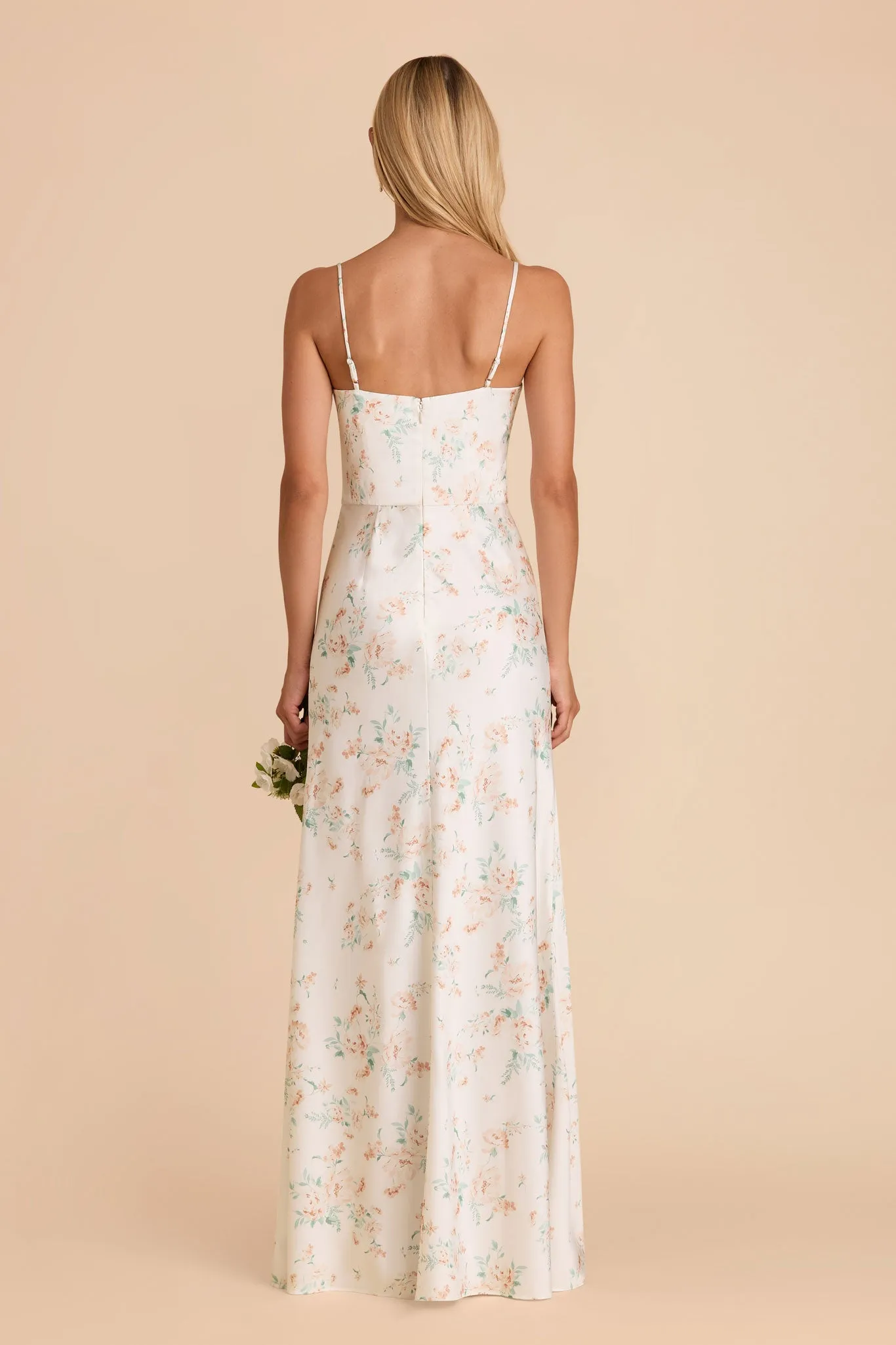 Mai Matte Satin Dress - Apricot Whimsical Blooms sold by Birdy Grey product image thumbnail 4