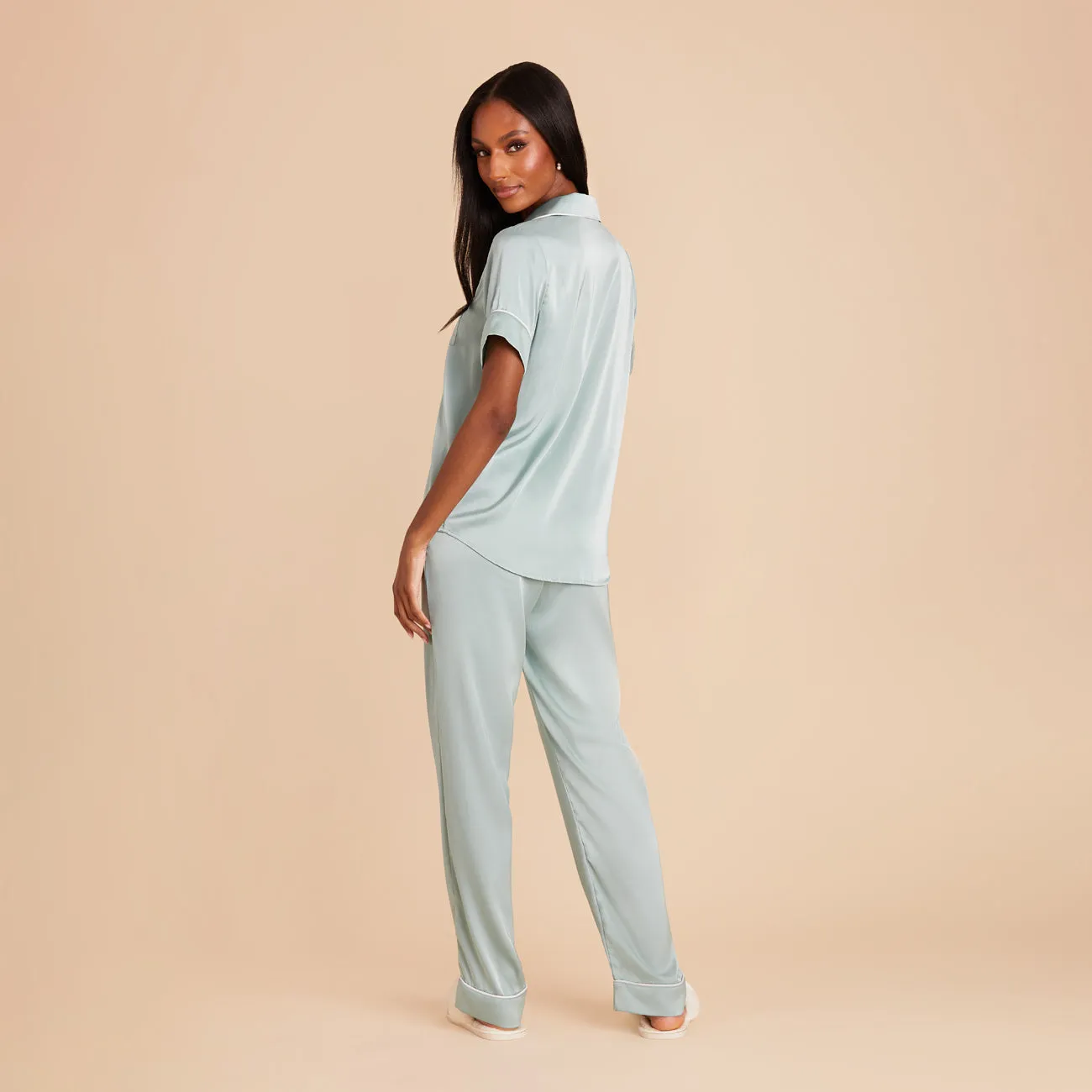 Jonny Satin Short Sleeve and Pant Set - Sage sold by Birdy Grey product image thumbnail 3