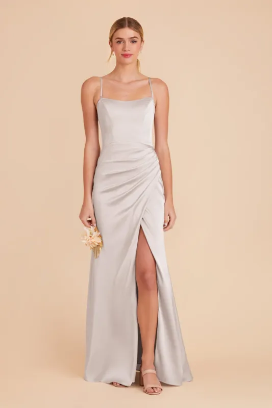 Anne Matte Satin Dress - Platinum sold by Birdy Grey