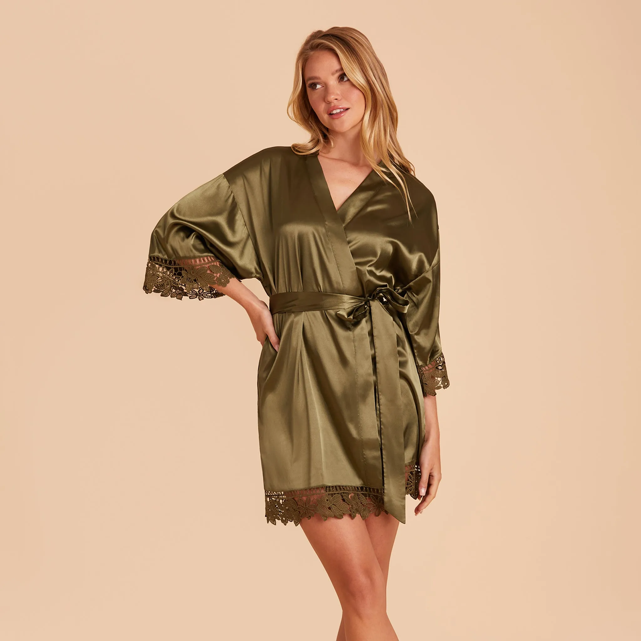 Claudine Lace Robe - Olive sold by Birdy Grey product image thumbnail 5
