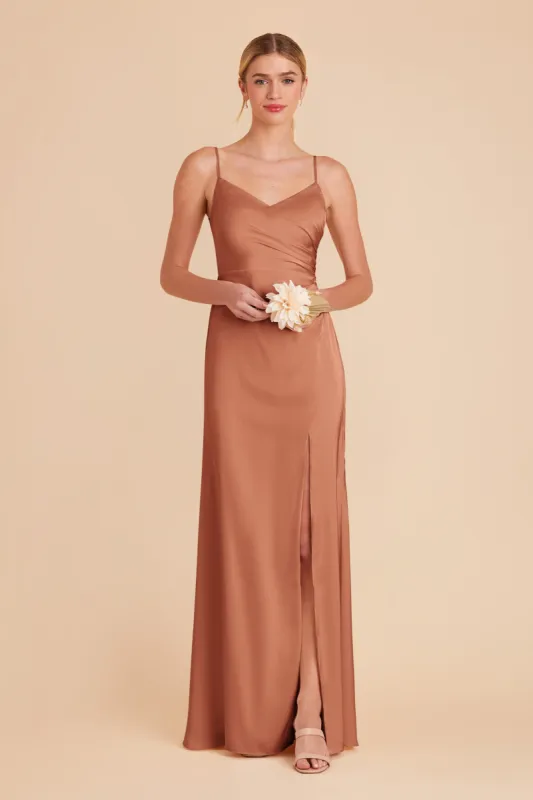 Catherine Matte Satin Dress - Terracotta sold by Birdy Grey