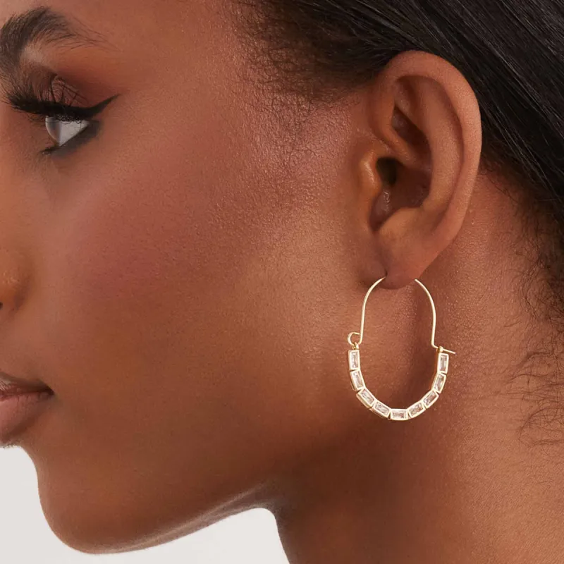 Monaco Sparkling Hoop Earrings - Gold sold by Birdy Grey