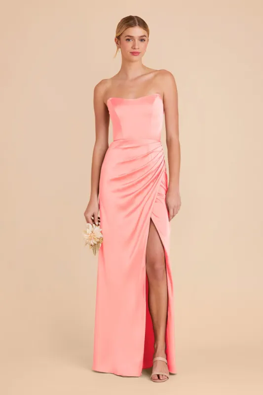 Anne Matte Satin Dress - Coral Pink sold by Birdy Grey