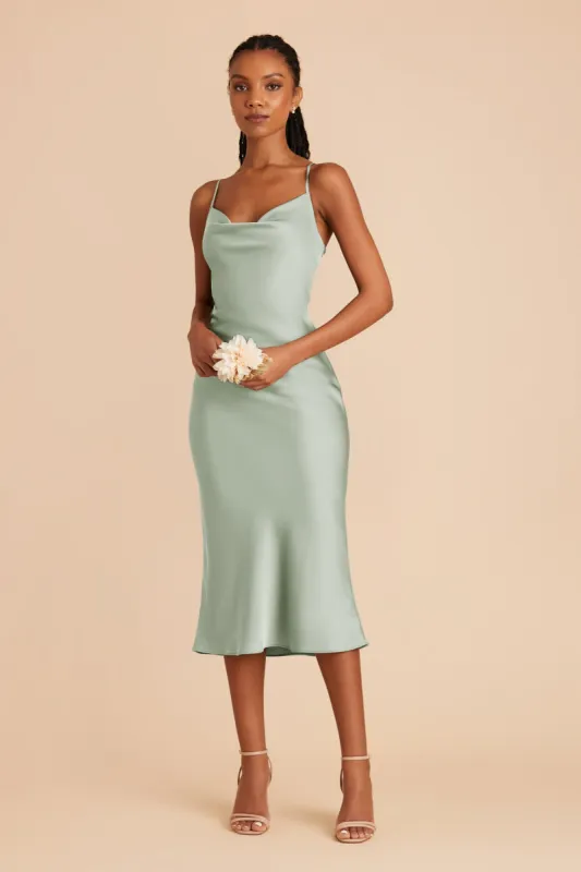 Lisa Matte Satin Midi Dress - Sage sold by Birdy Grey