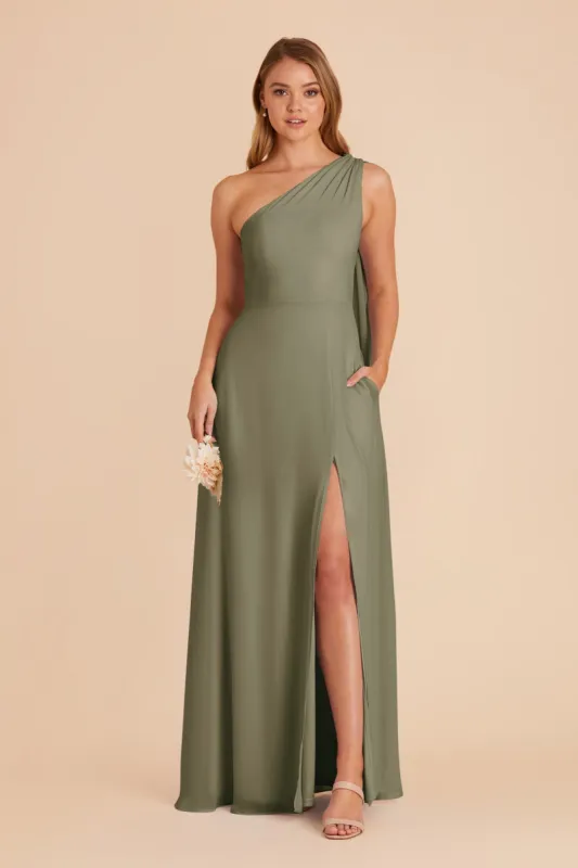 Melissa Chiffon Dress - Moss Green sold by Birdy Grey