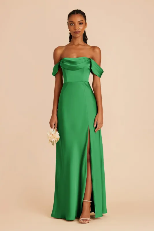 Mia Matte Satin Convertible Dress - Kelly Green sold by Birdy Grey