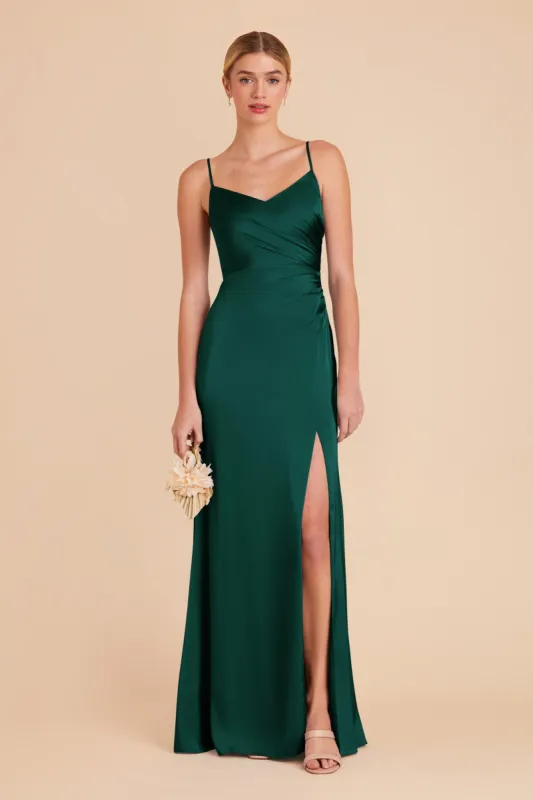 Catherine Matte Satin Dress - Emerald sold by Birdy Grey