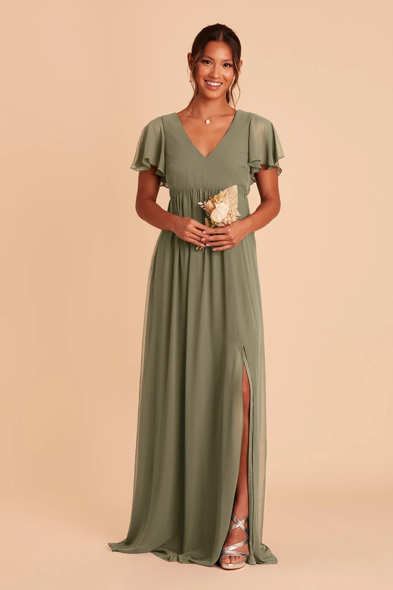 Hannah Empire Dress - Moss Green sold by Birdy Grey