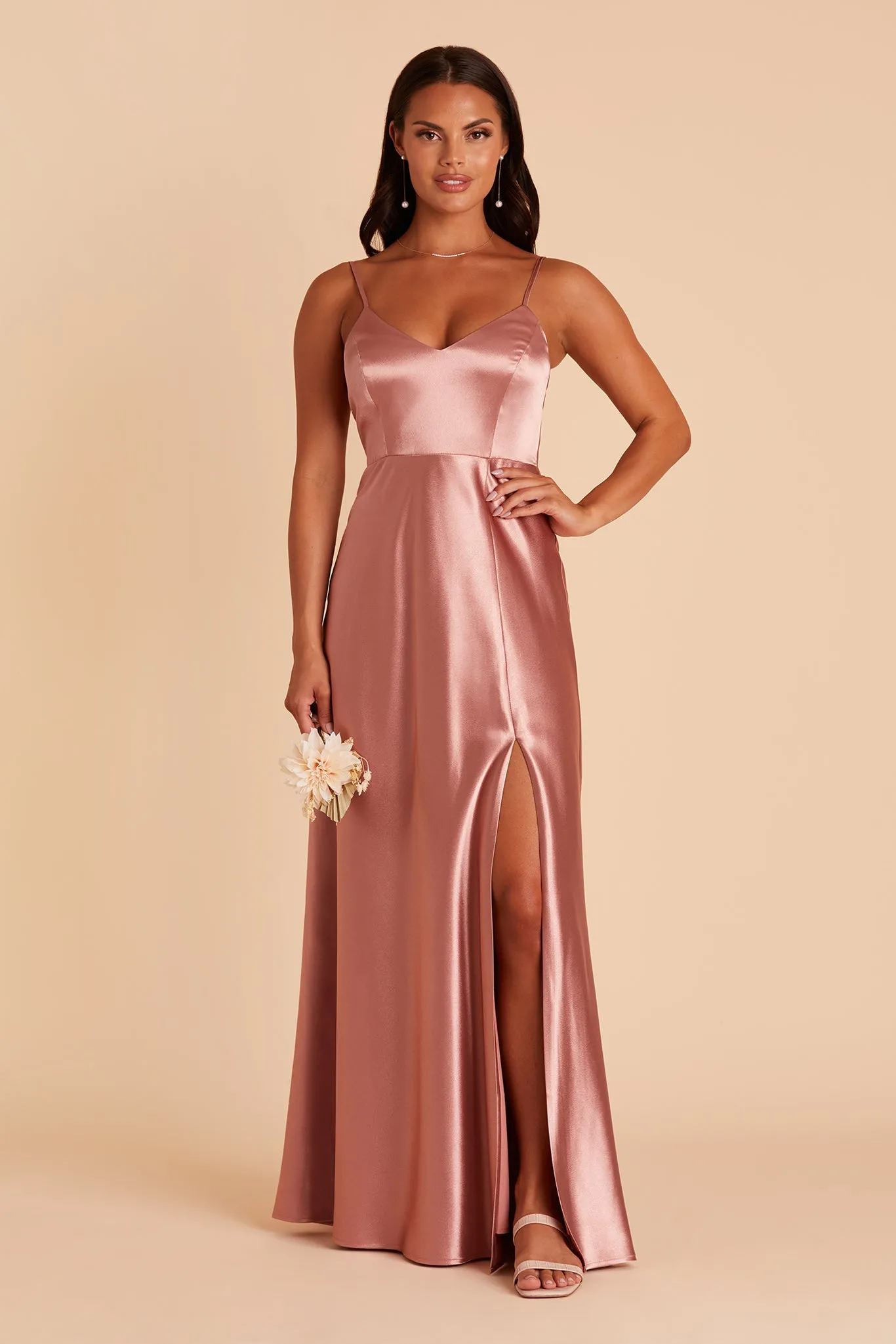 Jay Shiny Satin Dress - Desert Rose sold by Birdy Grey